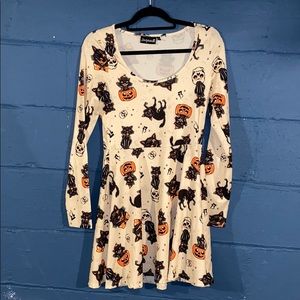 Sourpuss black kitty and jack o lantern dress